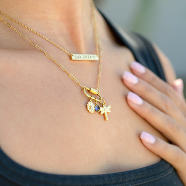 18K Gold PVD Stainless Steel Vertical 3D Birth Flower Charm