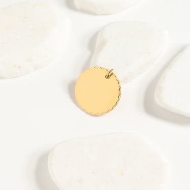 18K Gold PVD Stainless Steel Grooved Round Pendant