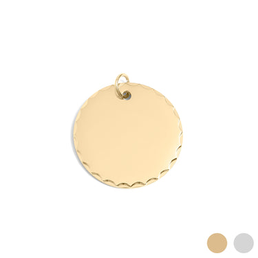18K Gold PVD Stainless Steel Grooved Round Pendant