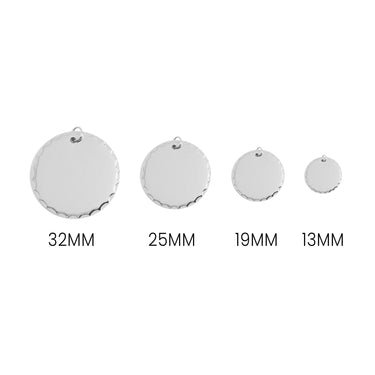 18K Gold PVD Stainless Steel Grooved Round Pendant