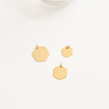 18K Gold PVD Stainless Steel Blank Hexagon Pendant