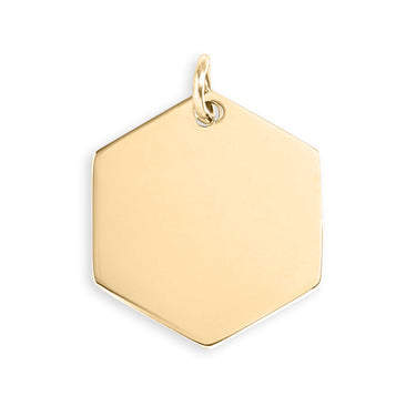 18K Gold PVD Stainless Steel Blank Hexagon Pendant