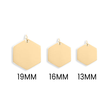 18K Gold PVD Stainless Steel Blank Hexagon Pendant