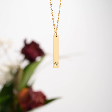 Paw Print Cutout Vertical Blank Bar Necklace