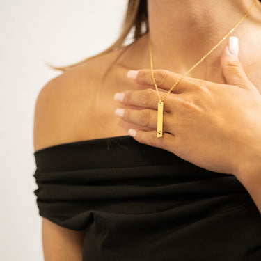 Paw Print Cutout Vertical Blank Bar Necklace