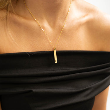 Paw Print Cutout Vertical Blank Bar Necklace