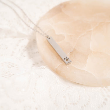 Paw Print Cutout Vertical Blank Bar Necklace