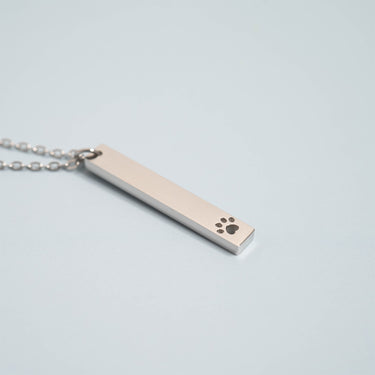 Paw Print Cutout Vertical Blank Bar Necklace