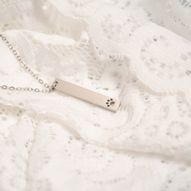 Paw Print Cutout Vertical Blank Bar Necklace