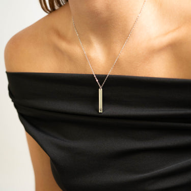 Paw Print Cutout Vertical Blank Bar Necklace