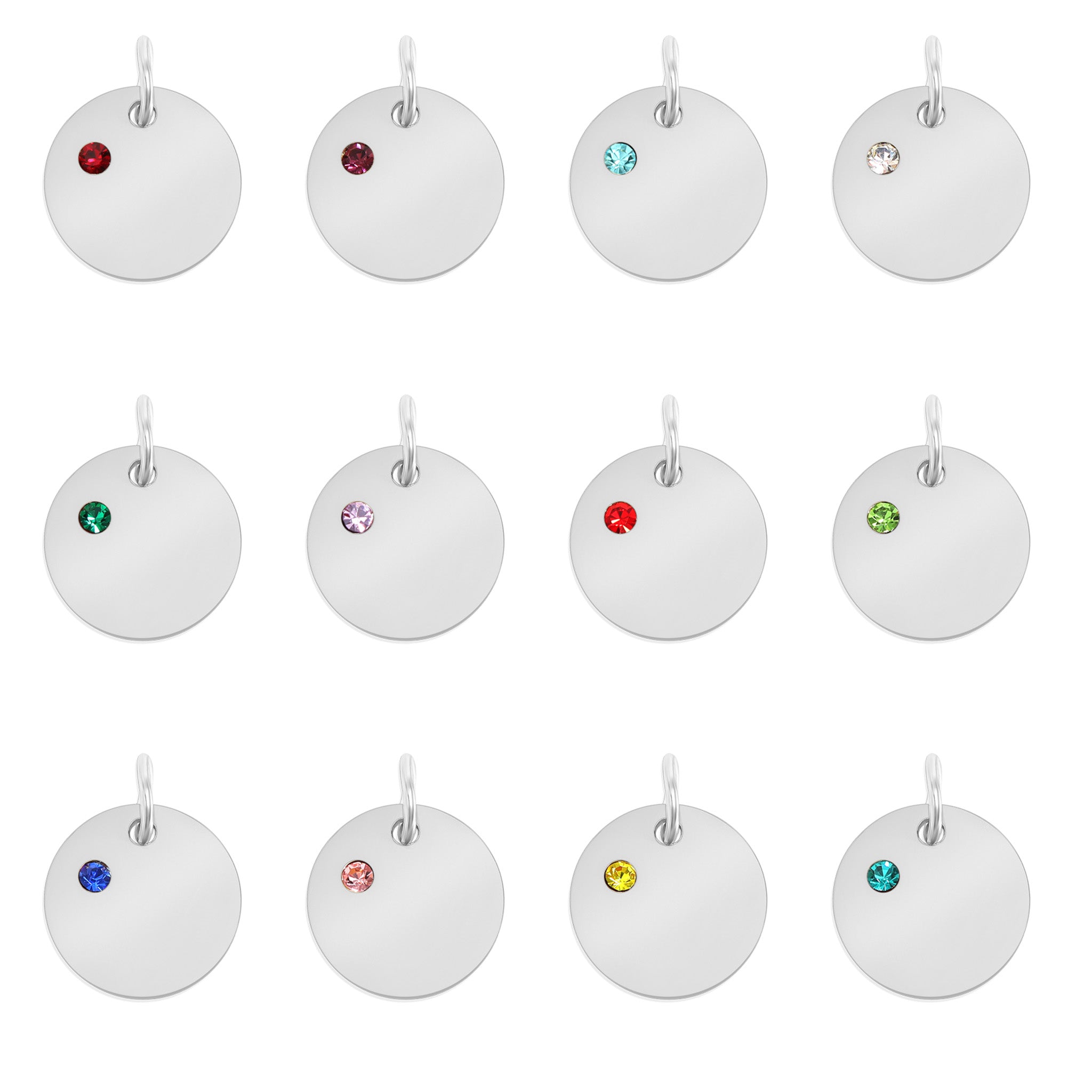 CZ Birthstone Round Pendant Group Shot