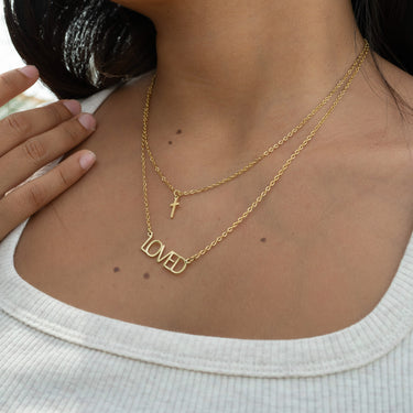 Loved" Layered Cross Charm