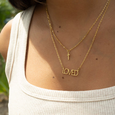 Loved" Layered Cross Charm