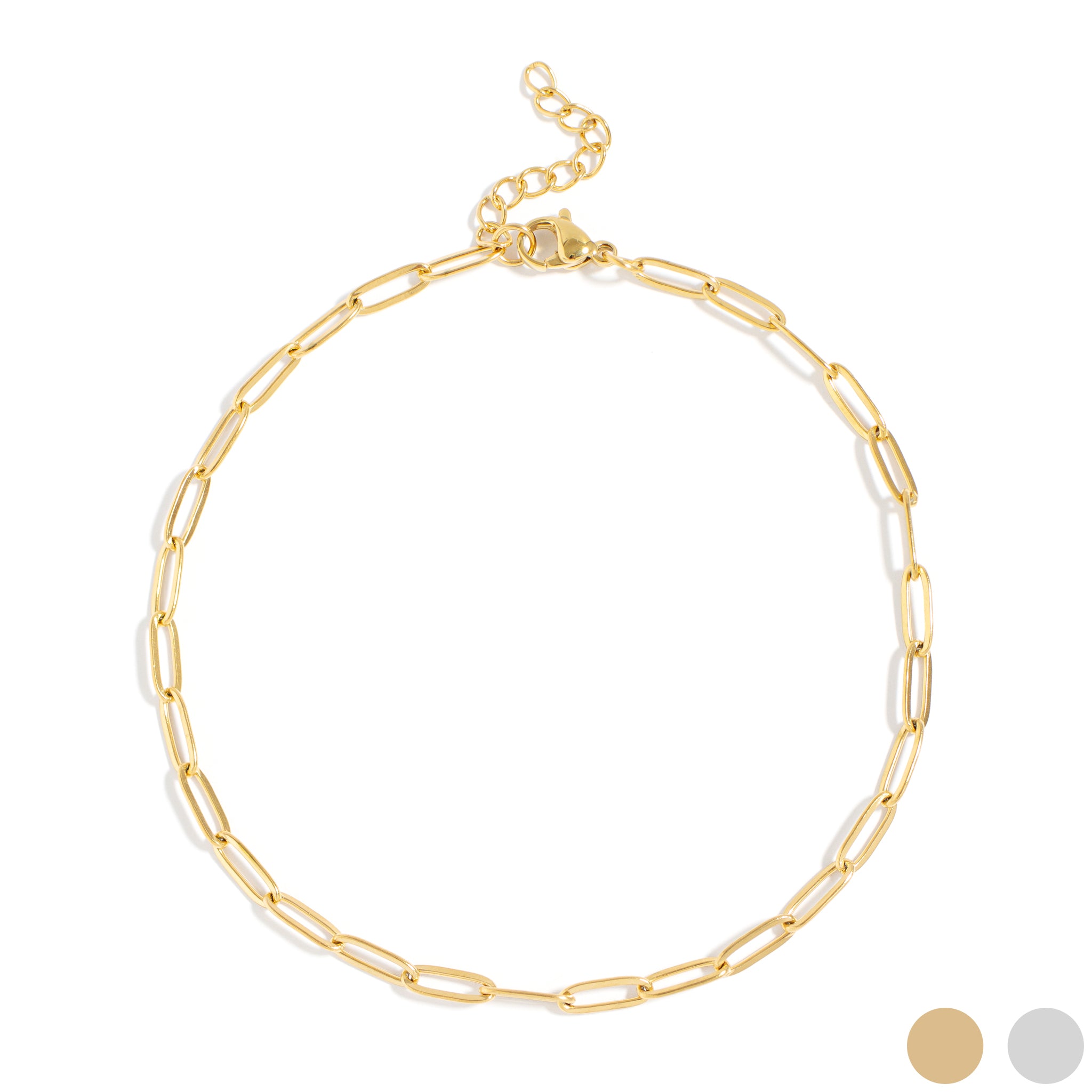 18K Gold PVD Stainless Steel Paperclip Anklet / SBB0325