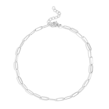 Silver chain necklace on a white background