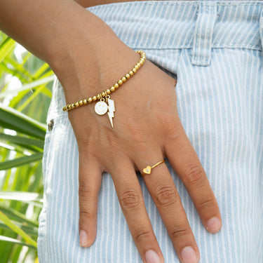 18K Gold PVD Stainless Steel Epoxy Lightning Bolt Charm / PDL0206