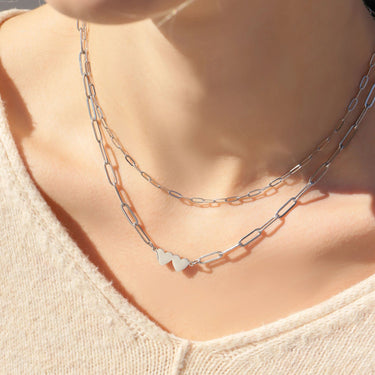 2.5mm paperclip chain and 2 heart paperclip chain
