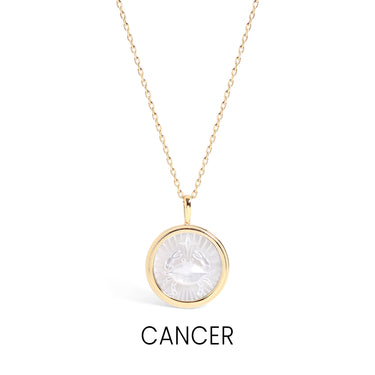 14K Gold Plated Sterling Silver Mother of Pearl Zodiac Pendant Necklace