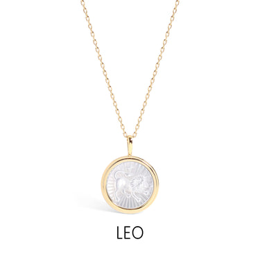 14K Gold Plated Sterling Silver Mother of Pearl Zodiac Pendant Necklace
