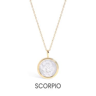 14K Gold Plated Sterling Silver Mother of Pearl Zodiac Pendant Necklace