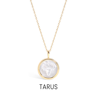 14K Gold Plated Sterling Silver Mother of Pearl Zodiac Pendant Necklace