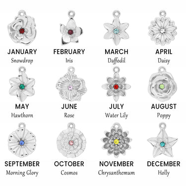 18K Gold PVD Stainless Steel Vertical 3D Birth Flower Charm