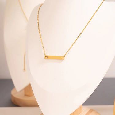 Stainless Steel Cutout Cross Blank Bar Necklace