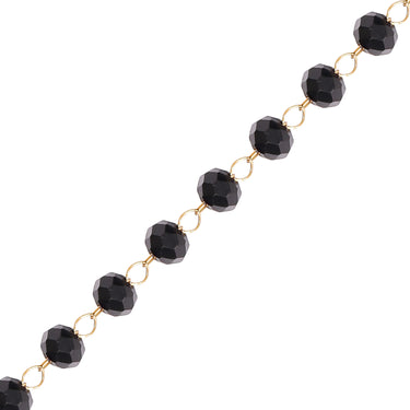 18K Gold PVD Stainless Steel Black Beaded Chain - By The Foo