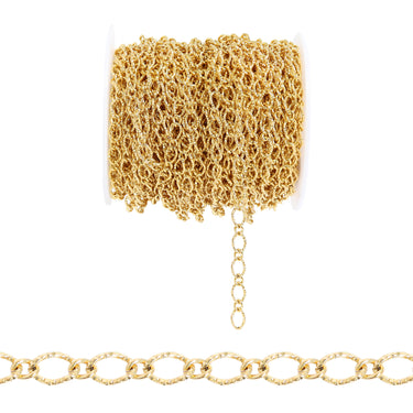 18K Gold PVD Stainless Steel Hammered Oval Chain