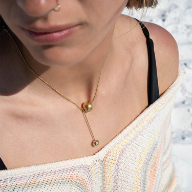 Snake Chain Ball Pendant Necklace Lifestyle