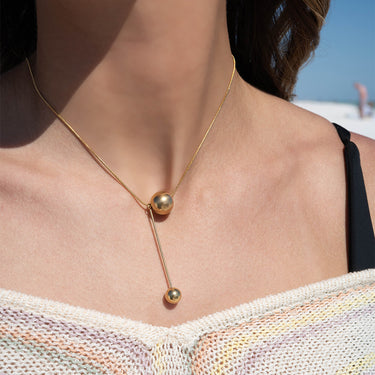 Snake Chain Ball Pendant Necklace Lifestyle