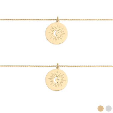 18K Gold PVD Stainless Steel Mommy and Me Moon And Star Necklace Set