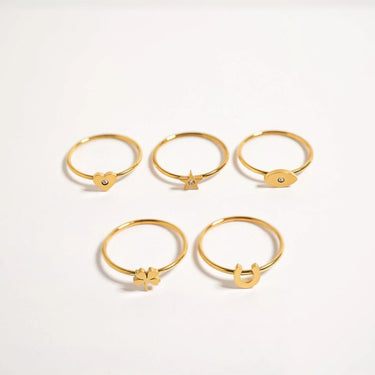 18K Gold PVD Stainless Steel CZ Stone Star Symbol Ring