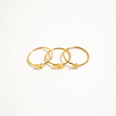 18K Gold PVD Stainless Steel CZ Stone Star Symbol Ring