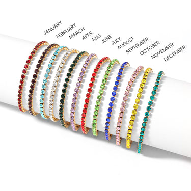 18K Gold PVD Stainless Steel Birthstone Tennis Bracelet