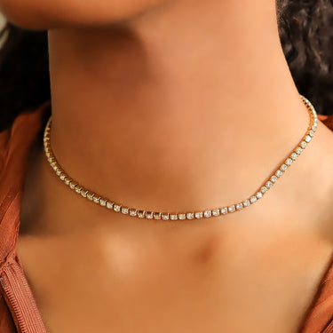 18K Gold PVD Stainless Steel CZ Tennis Chain Necklace