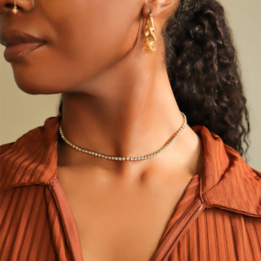 18K Gold PVD Stainless Steel CZ Tennis Chain Necklace