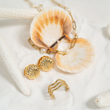 Paperclip Chain and Pearl Station Necklace Lifestyle