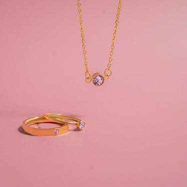 18K Gold PVD Stainless Steel Birthstone Engravable Stacking Ring