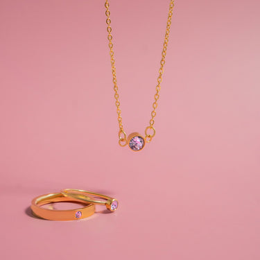 18K Gold PVD Stainless Steel Birthstone Connector Charm
