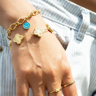 Sunburst Lucky Clover Charm Bracelet