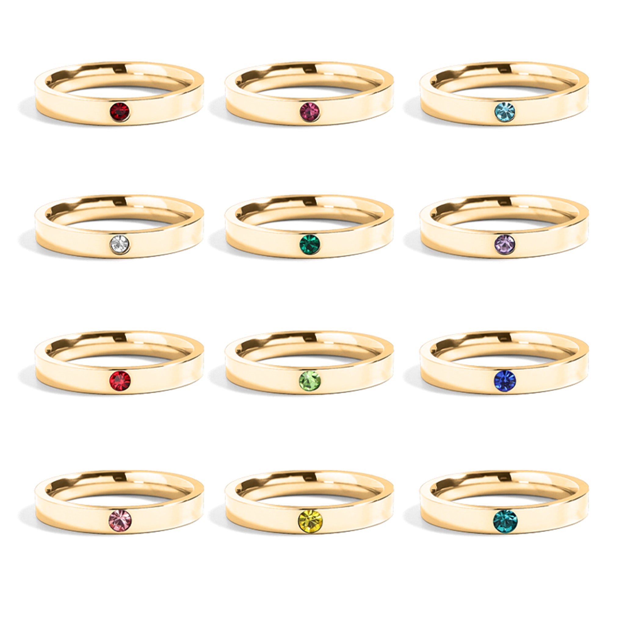 Birthstone Engravable Stacking Ring Group