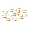 76 pc 18K Gold PVD Coated Stainless Steel Birthstone Stacking Ring Set & Display / BND0010