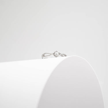 Stainless Steel Twisted Band CZ Accent Ring