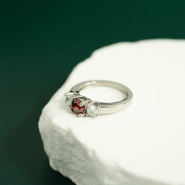 Stainless Steel CZ Accent Stones Polished Birthstone Ring