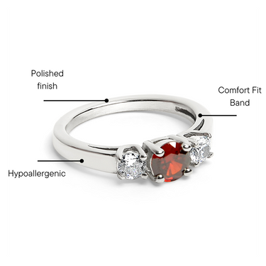 Stainless Steel CZ Accent Stones Polished Birthstone Ring