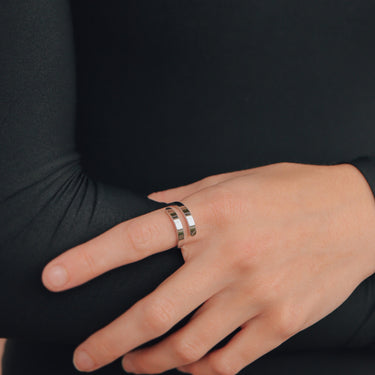 Stainless Steel Blank Engravable 2 Name Wrap Ring Lifestyle