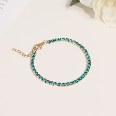 18K Gold PVD Stainless Steel Birthstone Tennis Bracelet december