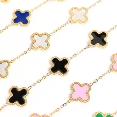 Stainless Steel Lucky Clover Charm Bracelet