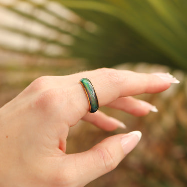 18k Gold PVD Coated Mood Band Stainless Steel Ring Lifestyle